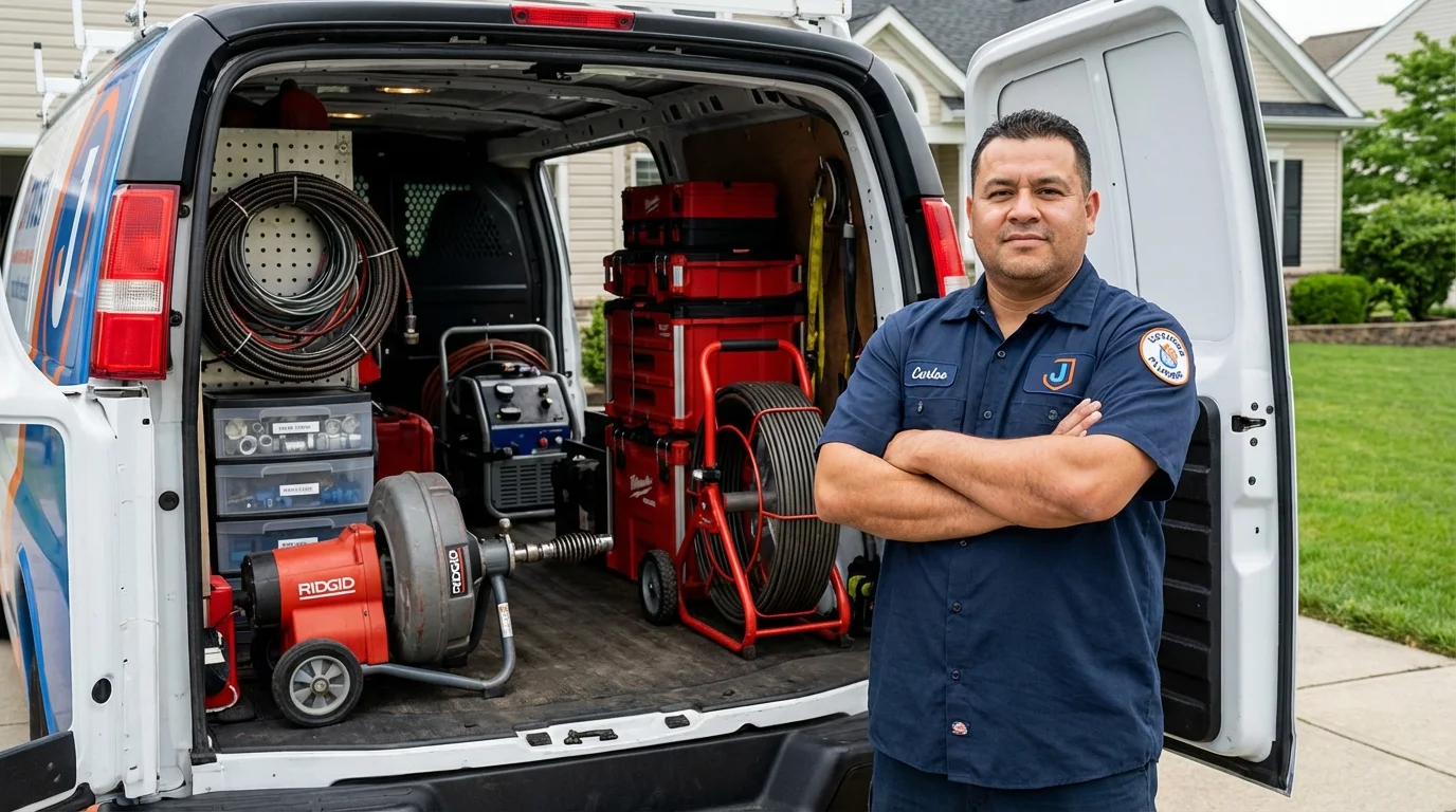 Professional drain cleaning equipment and Johns Plumbing LLC plumber in Barrington